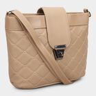 Women's Beige Polyurethane Handbag, , small
