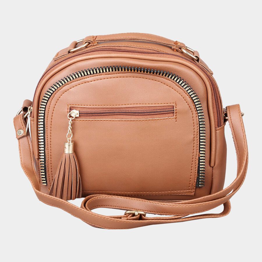 Women's Polyurethane Zipper Sling Bag, , large image number null