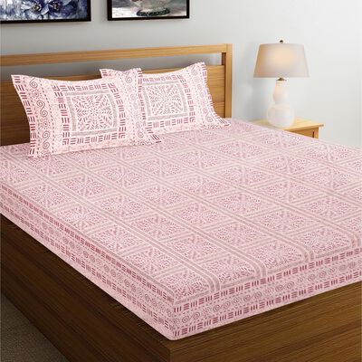 120 GSM Pink Microfiber Double Bedsheet With Pillow Cover