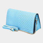 Women's Blue Polyurethane Sling Bag, , small image number null