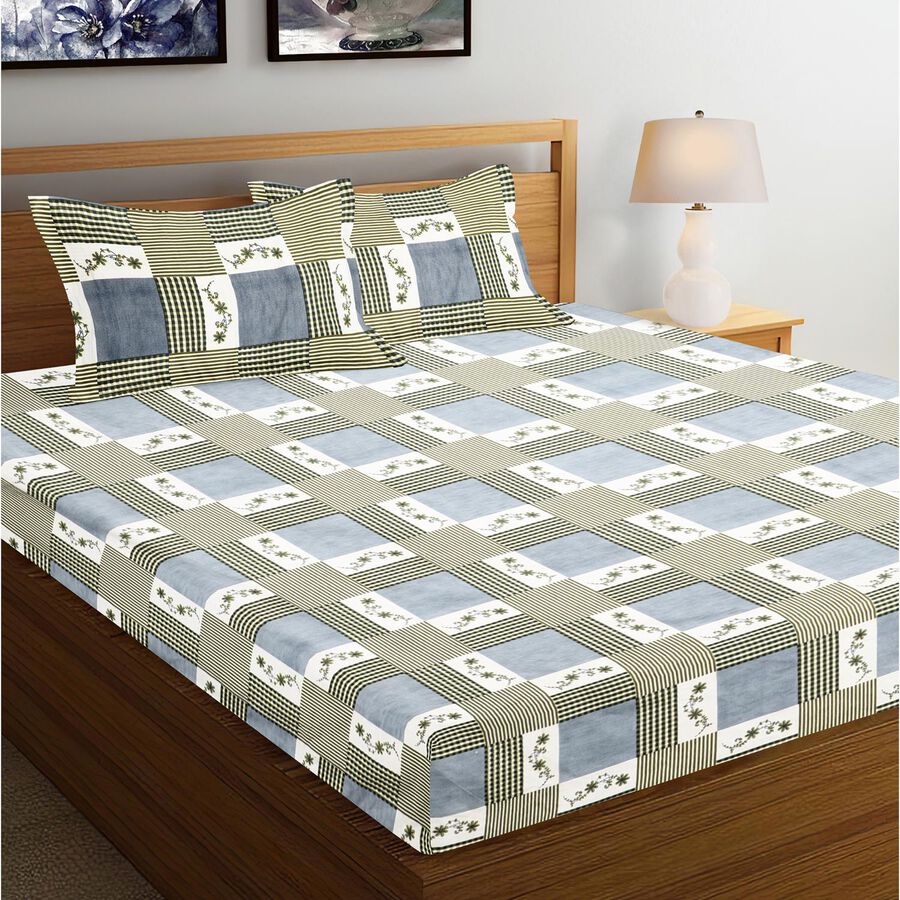 120 GSM Multicolor Polyester Double Bedsheet, , large image number null