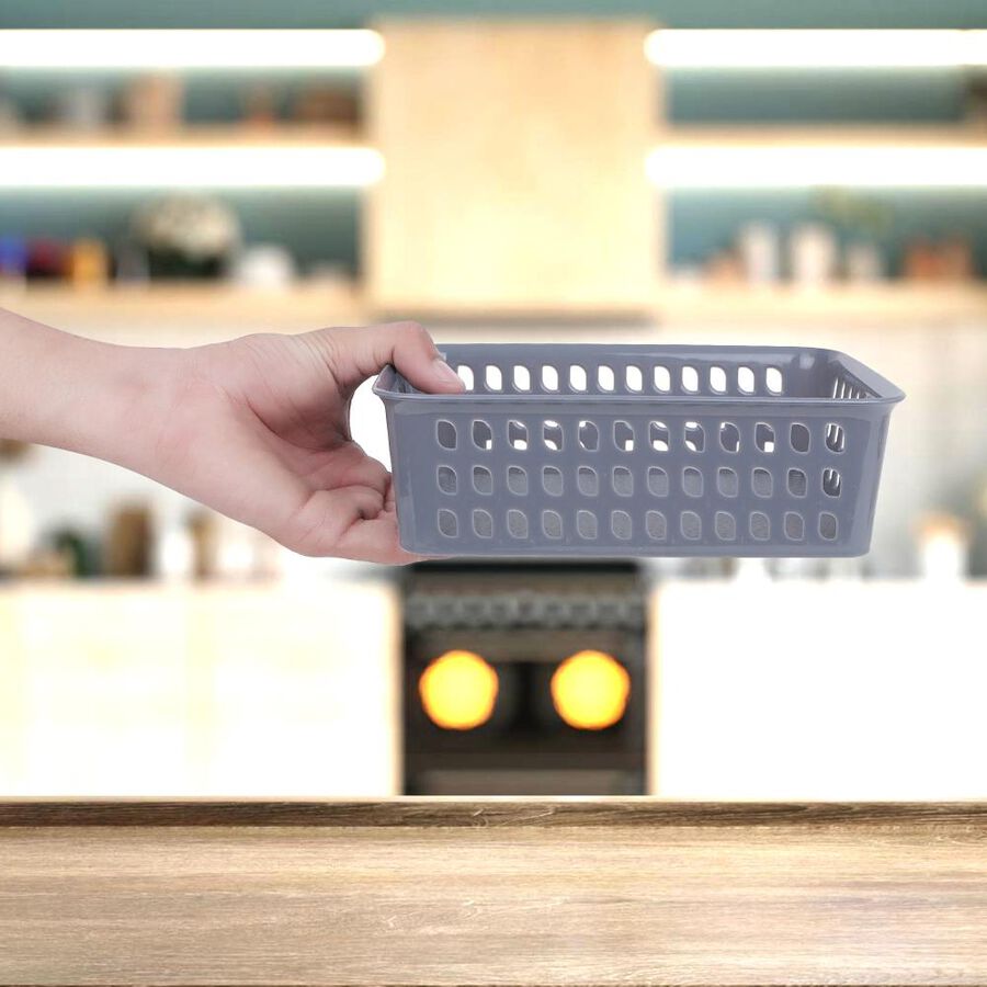 Grey Plastic Basket, Set of 3, , large