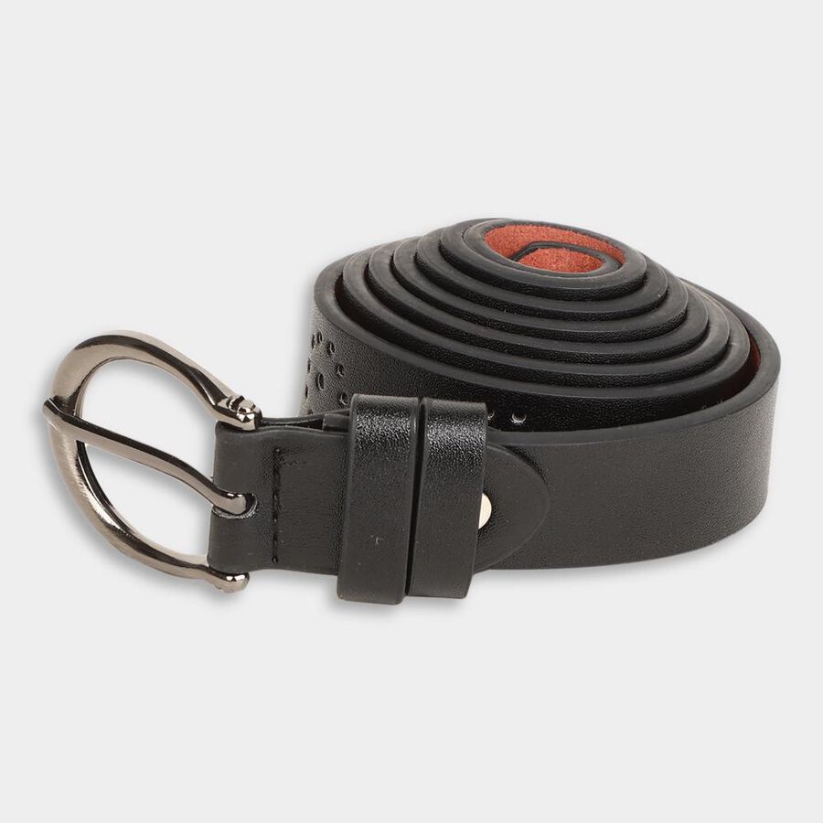 Women's Black Polyurethane Belt, , large image number null
