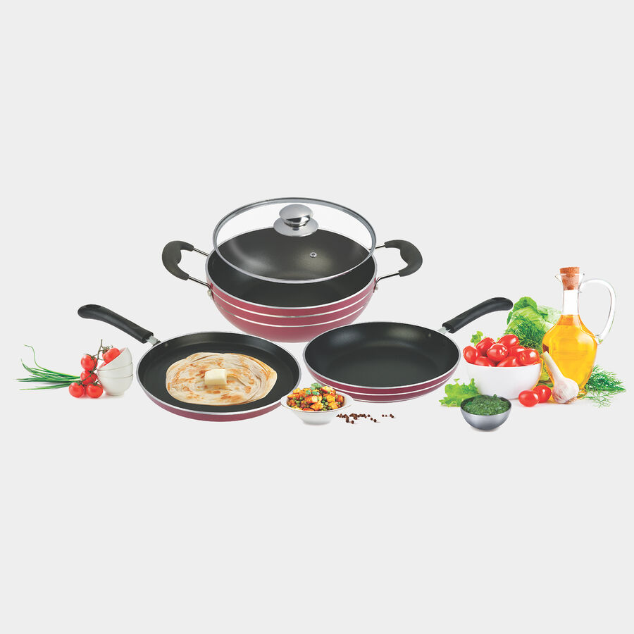 Aluminium Cookware Set - Kadhai, Fry pan & Tawa, , large image number null