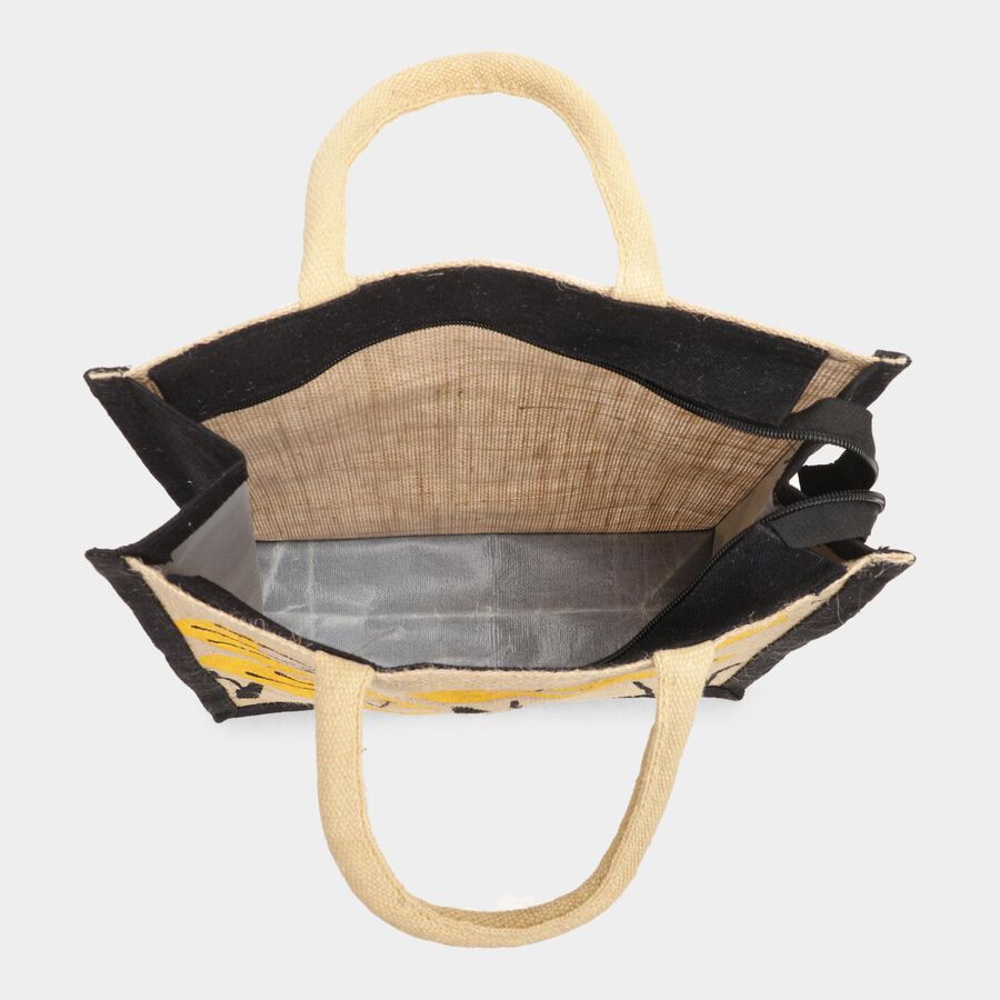 Women's Black Jute Tote Bag, , large image number null