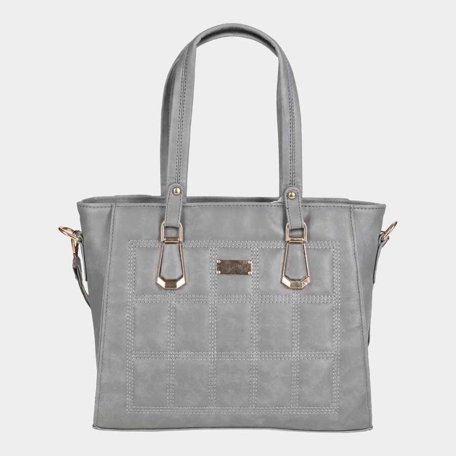 Women's Polyurethane Satchel, Quilted, Medium Size, , large image number null