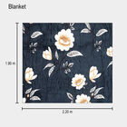 Dark Blue Floral Printed Double Blanket, , small