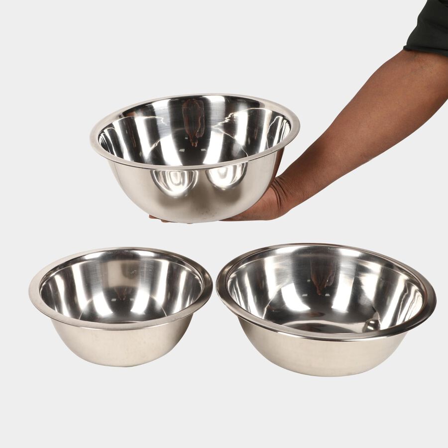 3 Pcs. Steel Serving Bowl - 1.5 L, 2.1 L, 2.7 L, , large image number null