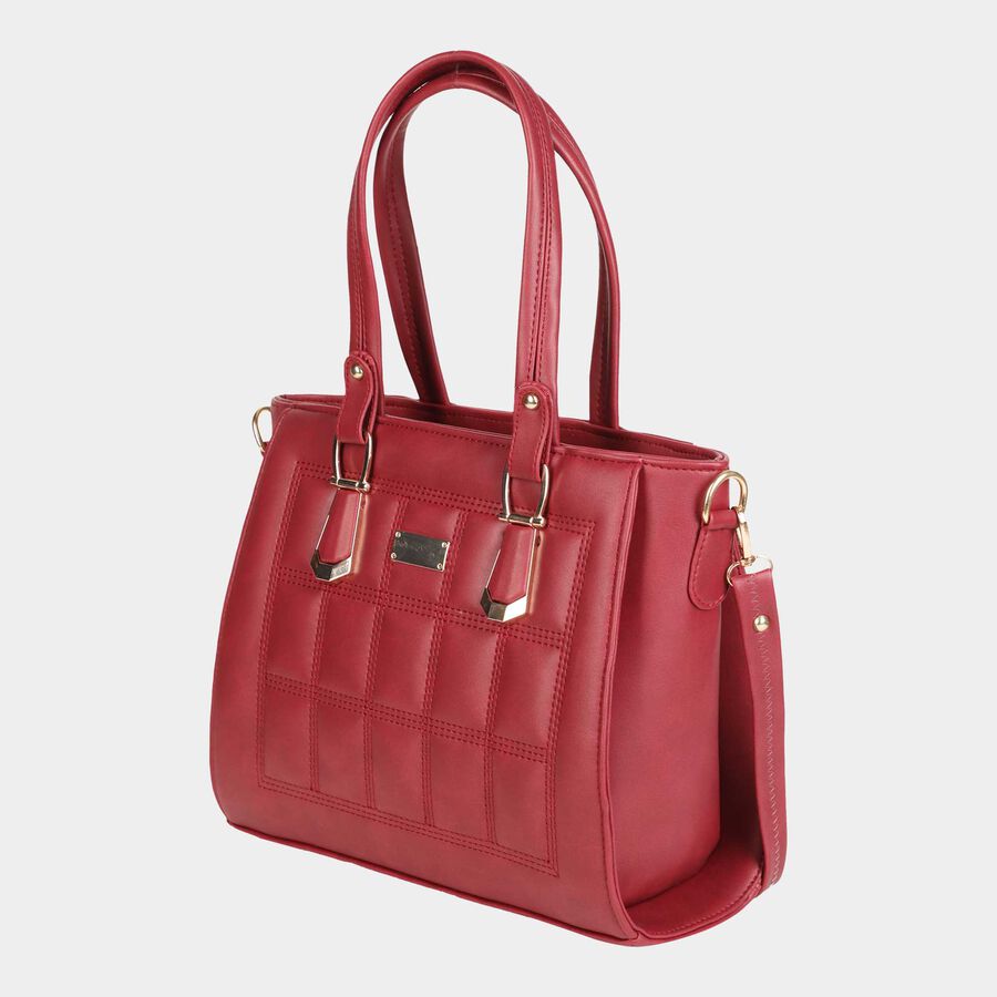 Women's Polyurethane Satchel, Quilted, Medium Size, , large image number null