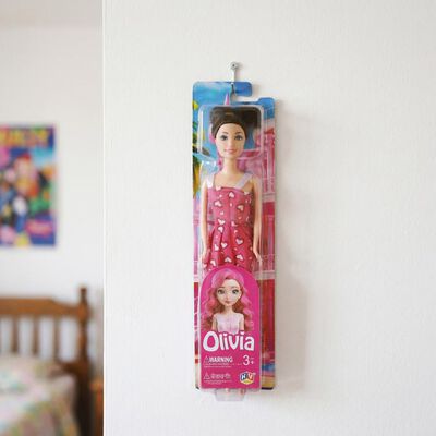 Kid's Cute Princess Doll in Pink Heart Print Dress