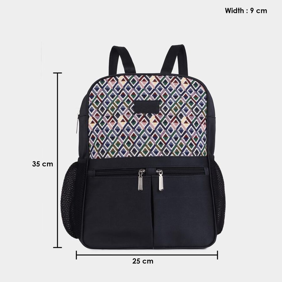Women's Black Polyurethane Backpack, , large image number null