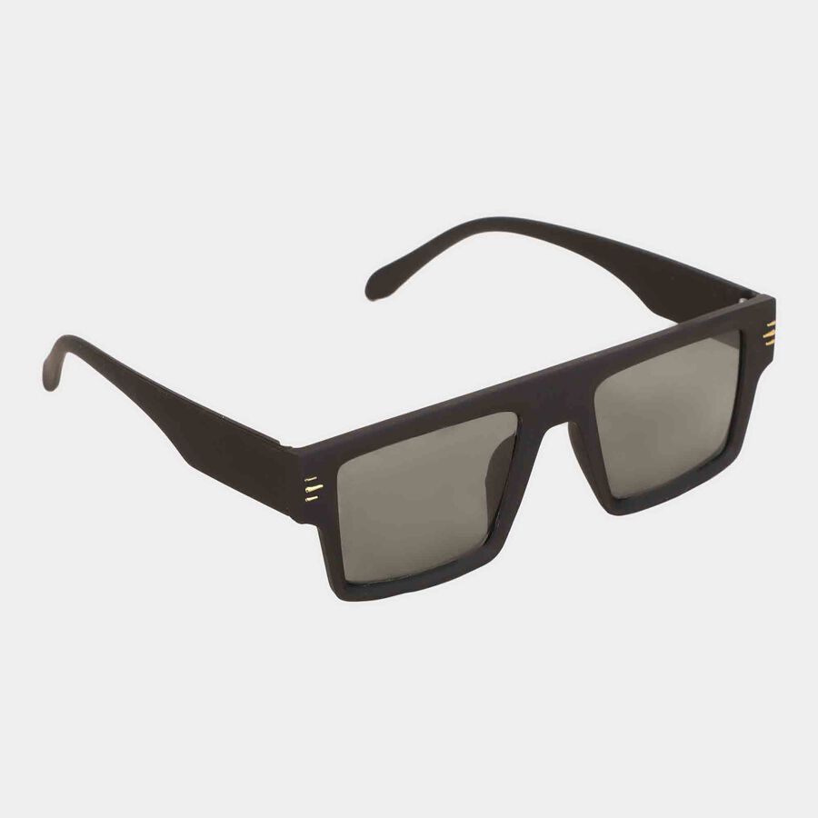 Men's Plastic Clear Glass Rectangle Sunglasses, , large image number null