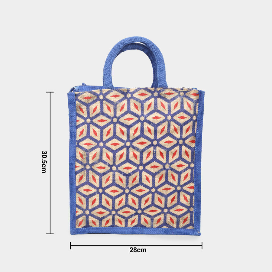 Dark Blue Printed Jute Bag, , large image number null
