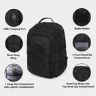 Black Polyester Backpack with Laptop Compartment and USB Port, , small image number null