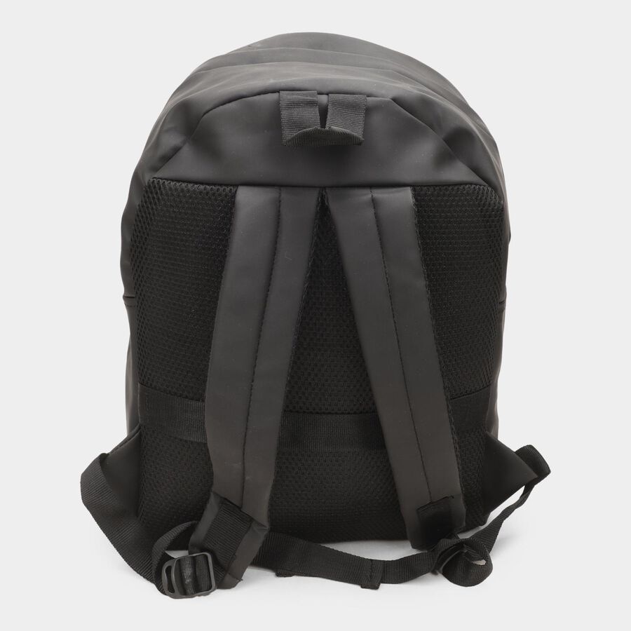 Women's Black Polyurethane Backpack, , large image number null