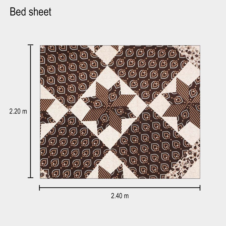 120 GSM Brown Microfiber Double Bedsheet With Pillow Cover, , large image number null
