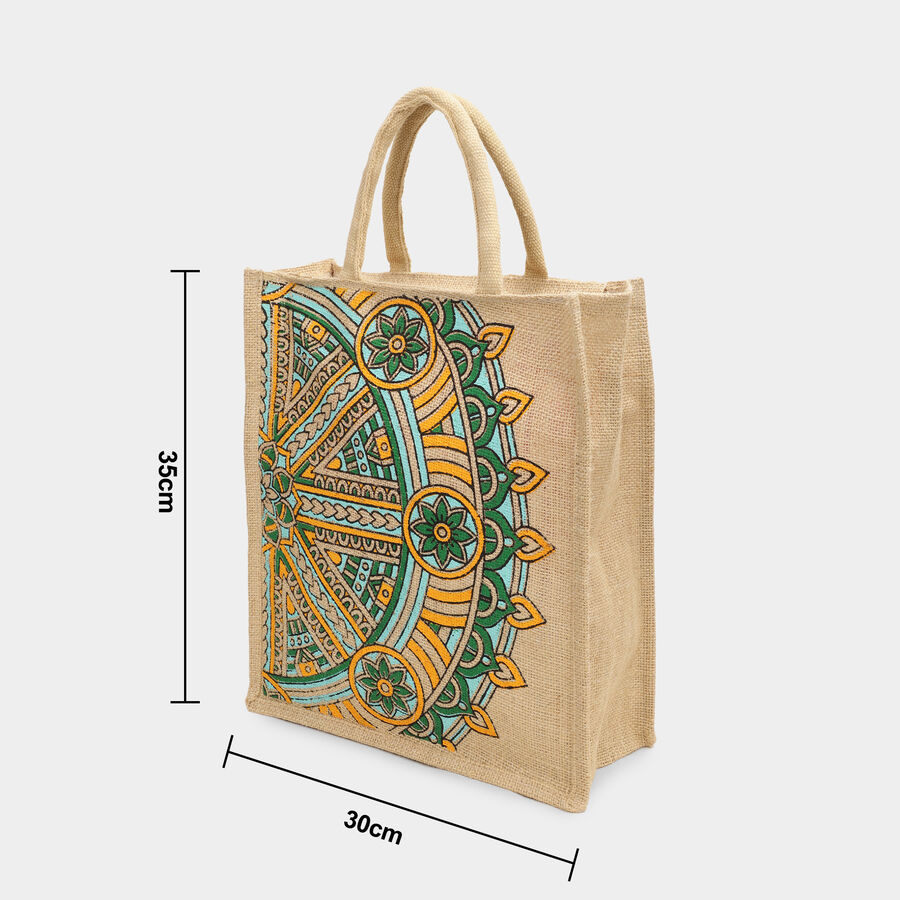 Women's Beige Jute Tote Bag, , large image number null