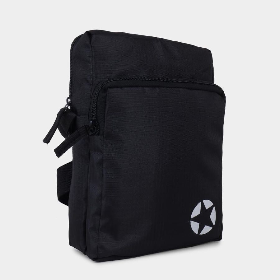 Men's Black Canvas Sling Bag, , large image number null