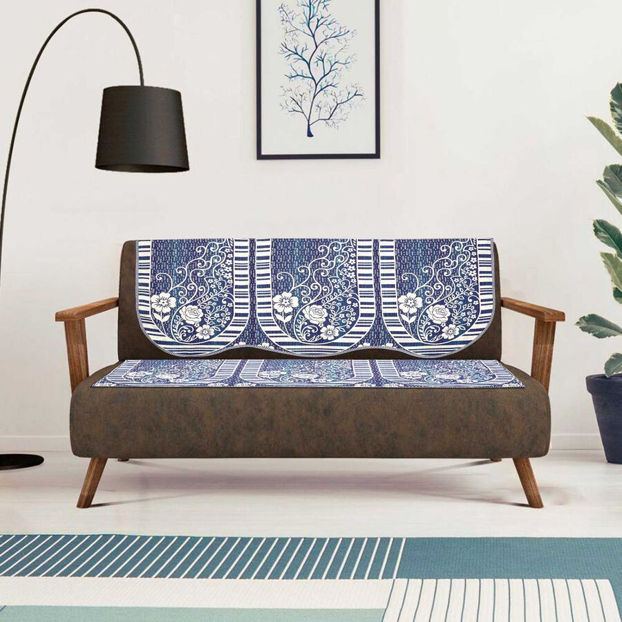 Blue Polyester Sofa Cover Set of 10, , large image number null