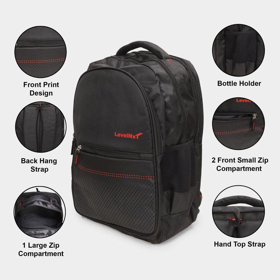 Black Polyester Backpack with Laptop Compartment, , large image number null