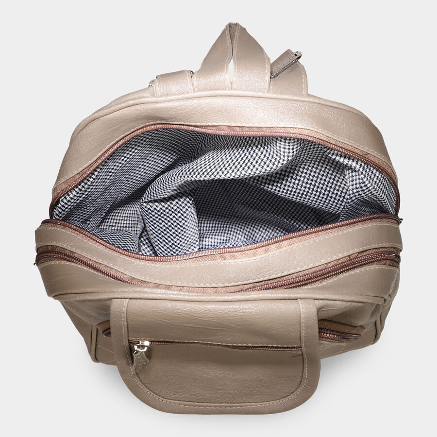 Women's Beige Polyurethane Backpack, , large image number null