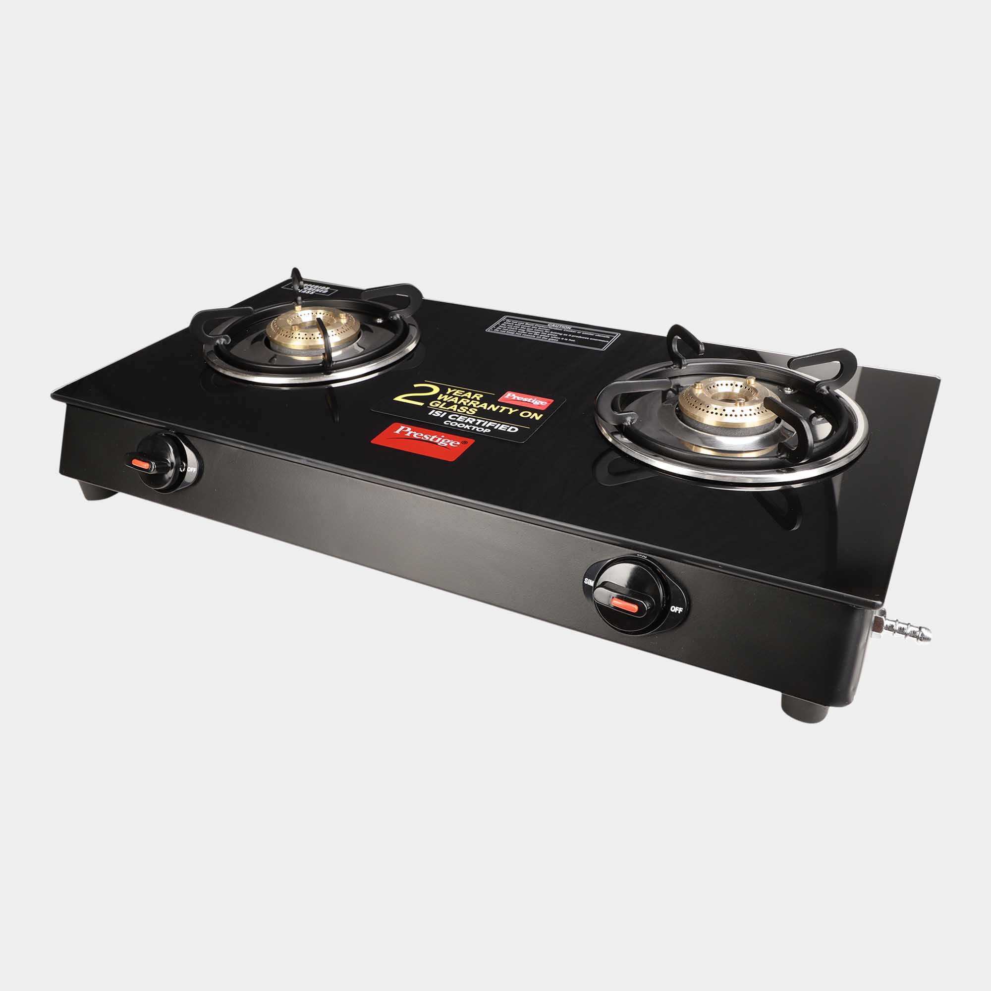 Prestige Toughened Glass Top 2 Burner LPG Gas Stove Vishal Mega