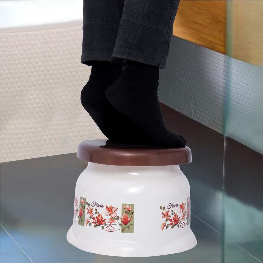 White Plastic Bath Stool, , large image number null
