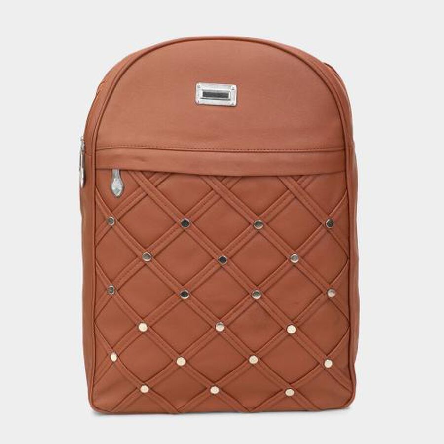 Women's Brown Polyurethane Backpack, , large image number null