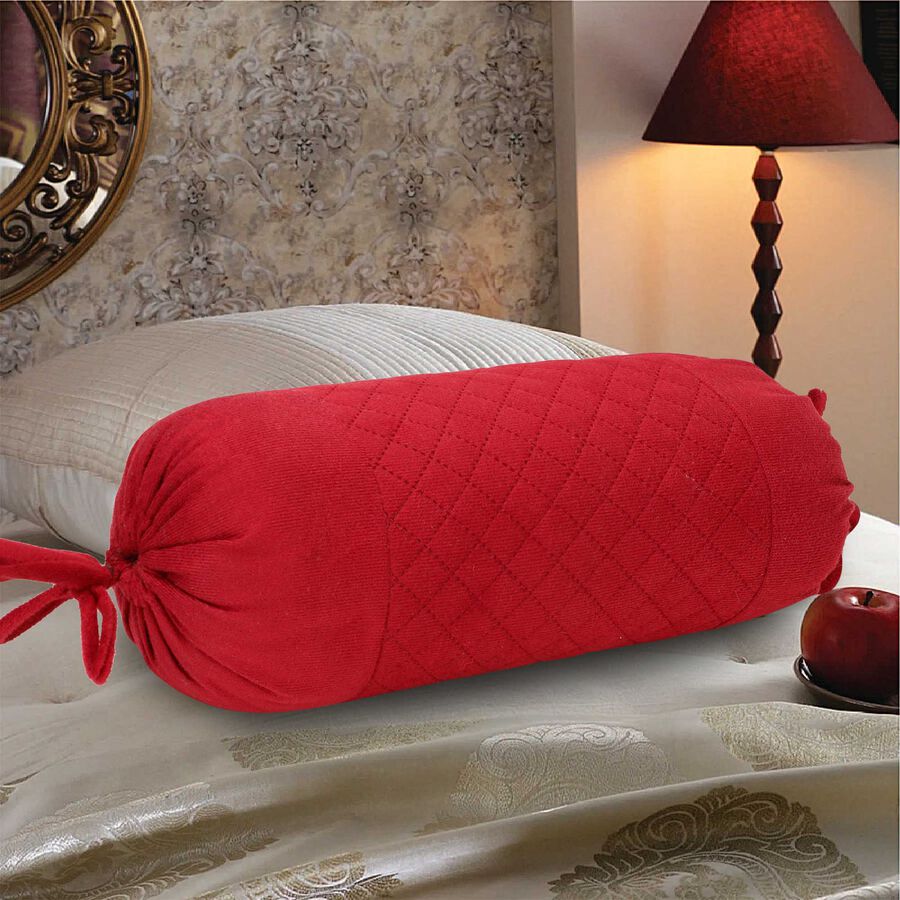 Maroon Cotton Bolster, , large image number null