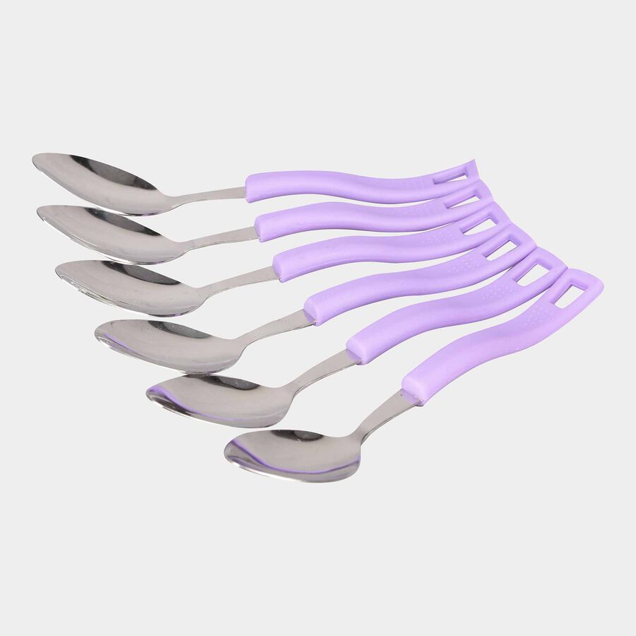 Set of 6 Steel Dessert Spoons, , large image number null