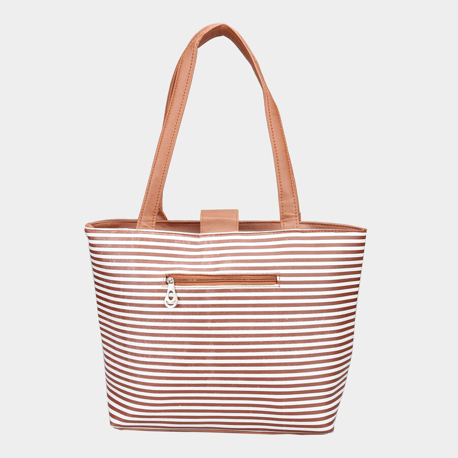 Women's Tan Polyurethane Tote Bag, , large image number null