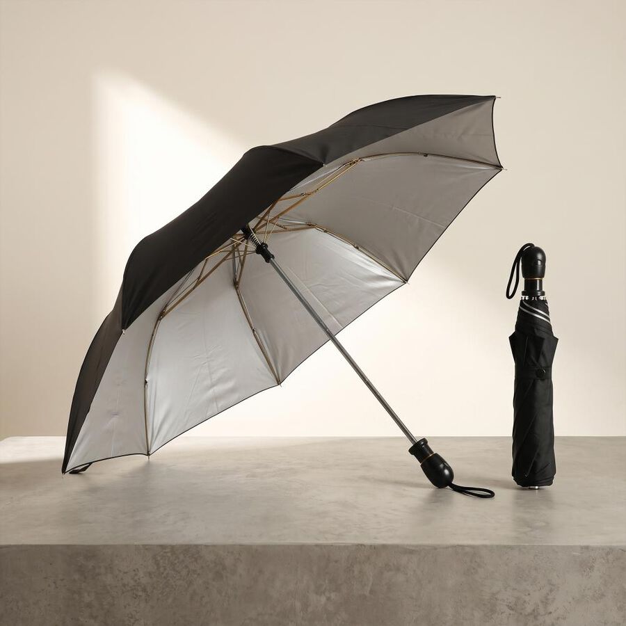 Woman's Black Polyester Umbrella, , large