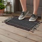 Black Polyester Cotton Door Mat, , small