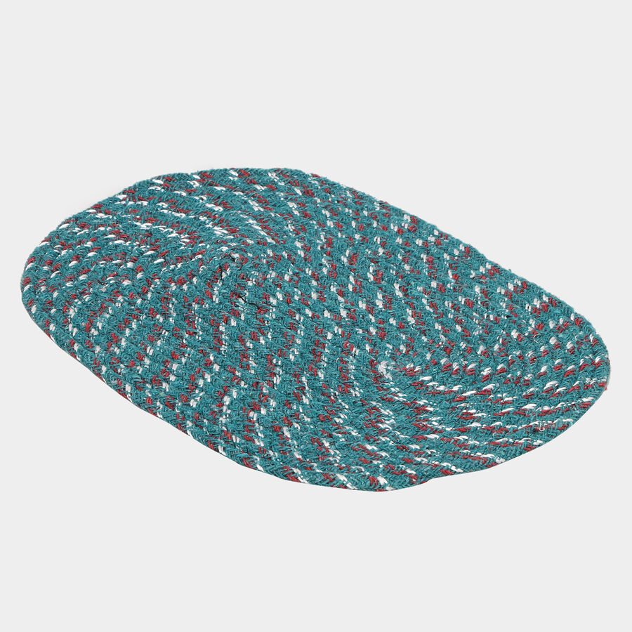 Blue Polyester Cotton Door Mat, , large image number null