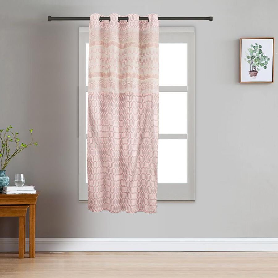 5ft. Bedroom Soft Dusty Pink Jacquard Eyelet Window Curtains, , large image number null