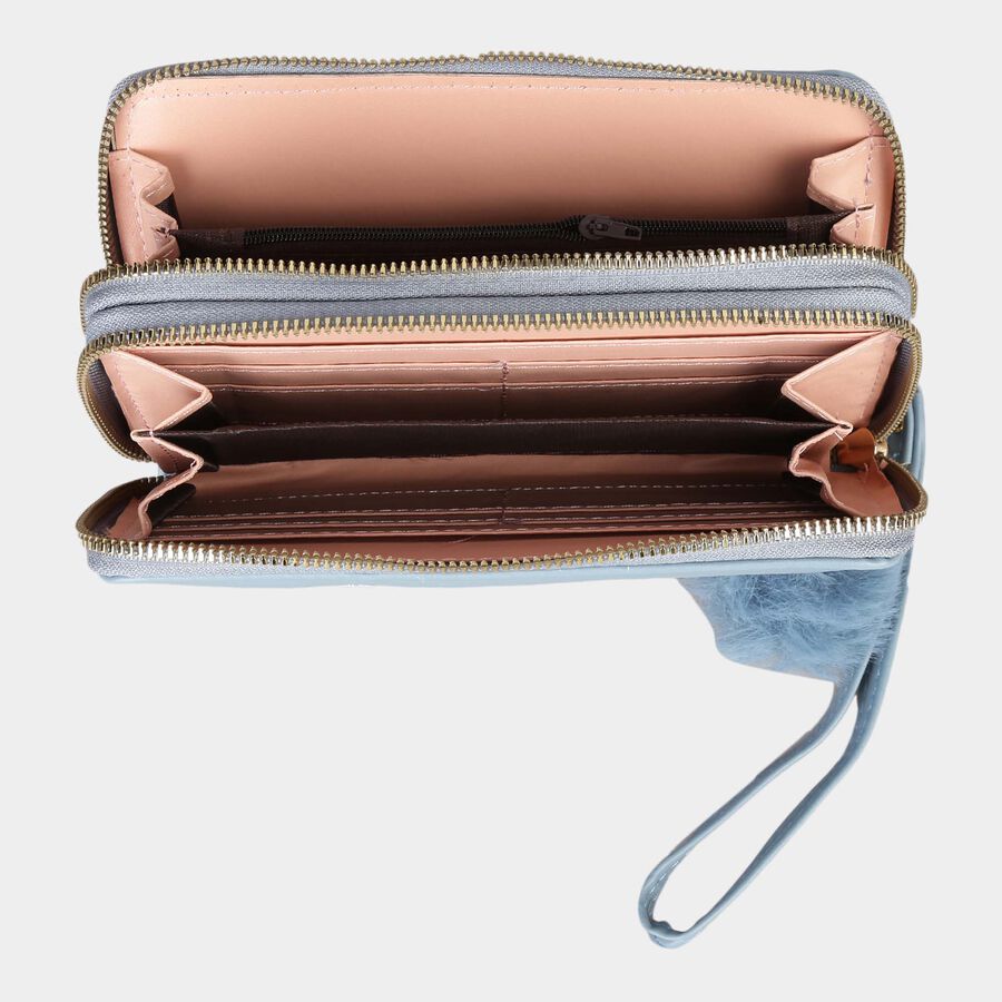 Women's Blue Polyurethane Clutch Bag, , large image number null