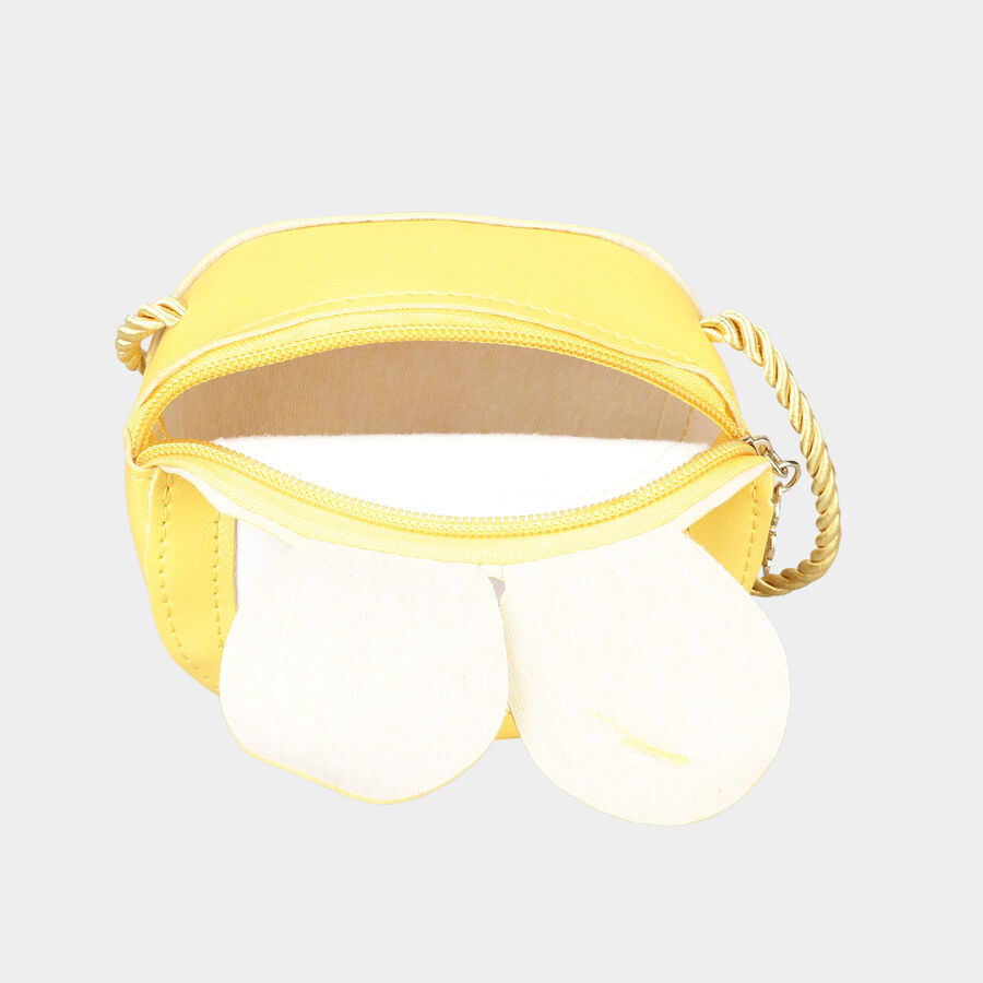 Women's Yellow Polyurethane Sling Bag, , large