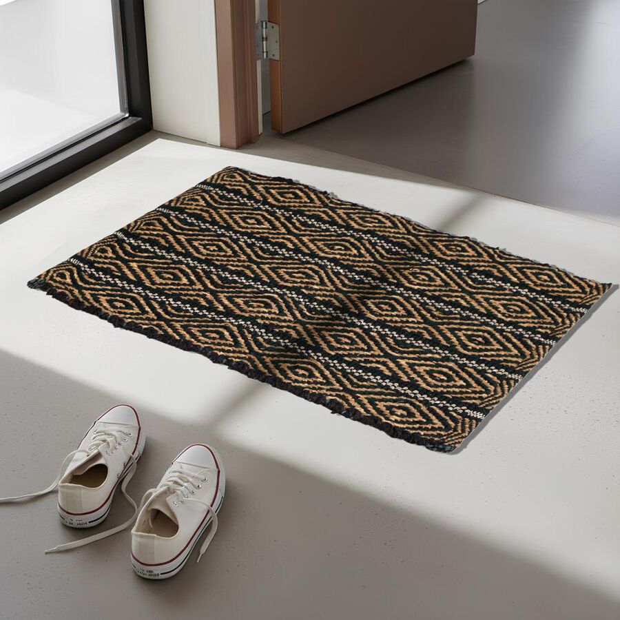 Black Polyester Cotton Door Mat, , large image number null