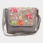 Women's Grey Polyurethane Sling Bag, , small image number null