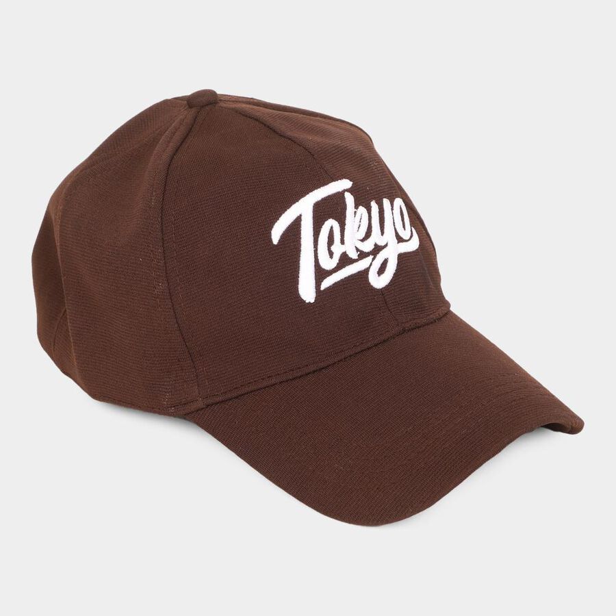 Men's Brown Cotton Cap, , large