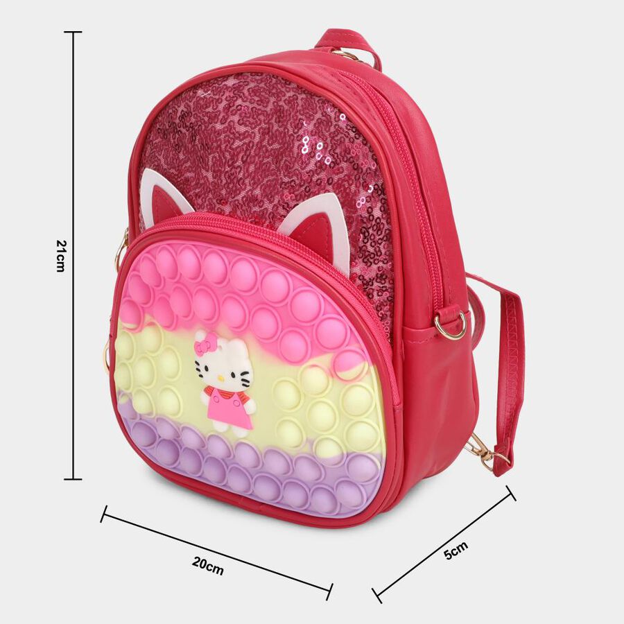 Kid's Colour Block Polyurethane Backpack, , large image number null
