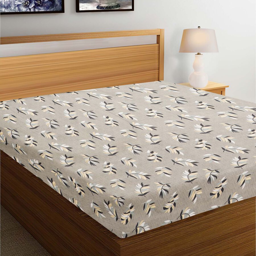 Grey Microfiber Double Bedsheet with Pillow Cover, , large
