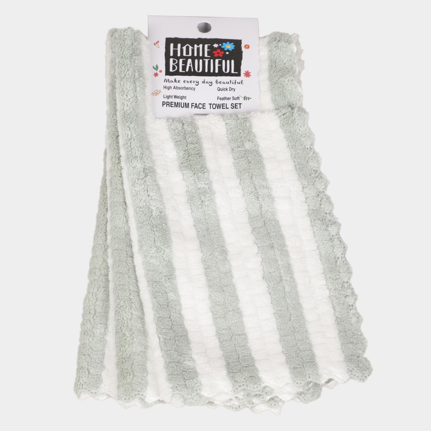 Home Beautiful                         220 GSM Grey Microfiber Face Towel