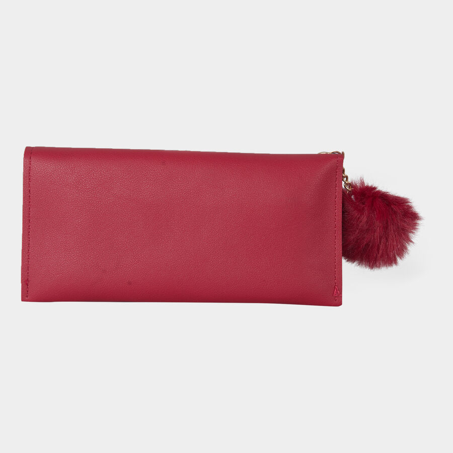 Women's Red Polyurethane Hand Pouch, , large image number null
