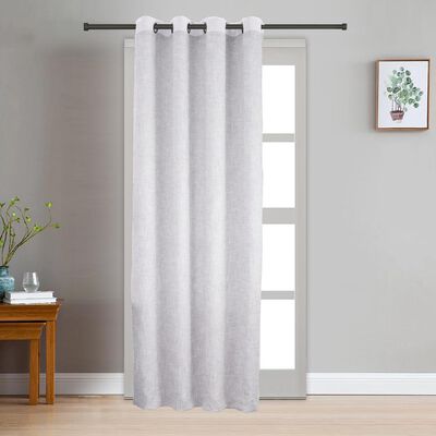 7ft. Light Grey Linen Eyelet Window Curtains