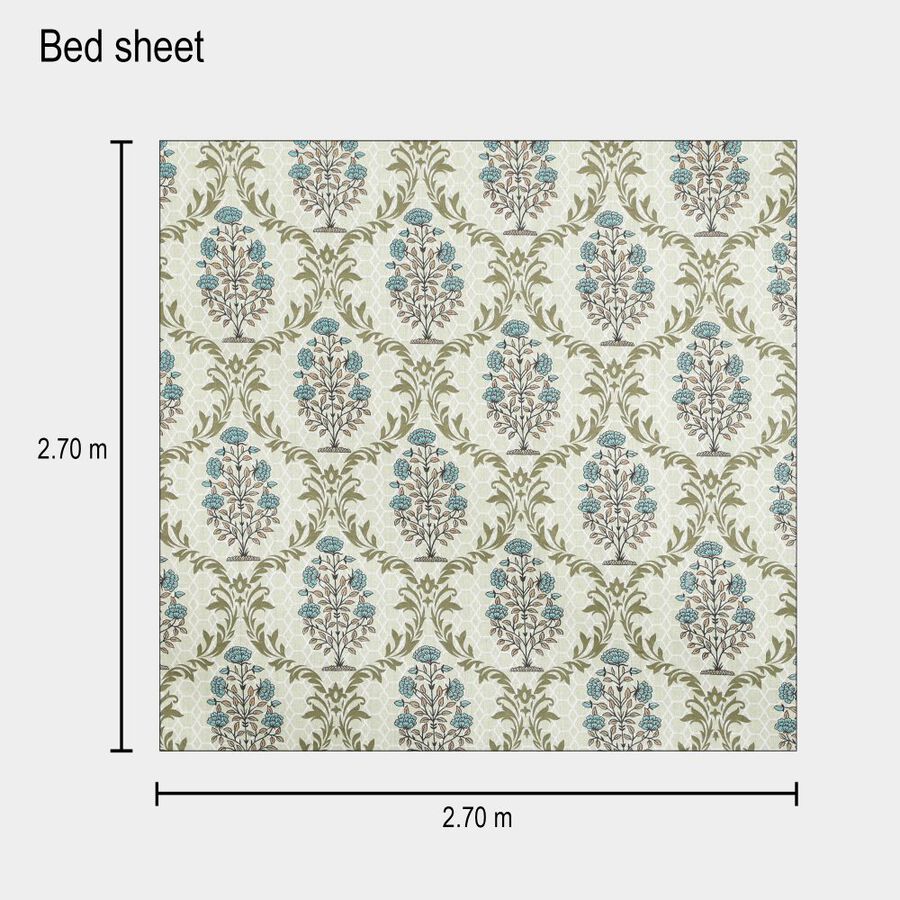 135 GSM Green Cotton Double Bedsheet With Pillow Cover, , large image number null