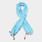 Women's Blue Viscose Scarf, , small