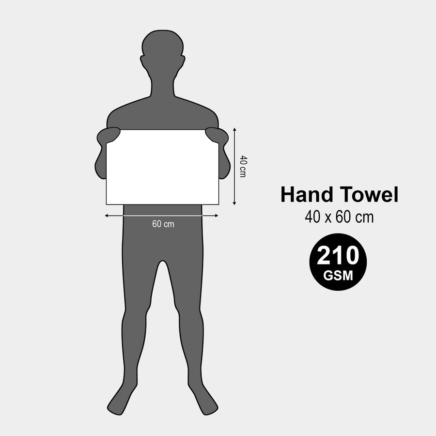 Cotton Hand Towel, Set of 2, 210 GSM, 40 X 60 cm, , large image number null