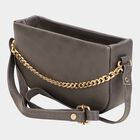Women's Grey Polyurethane Sling Bag, , small
