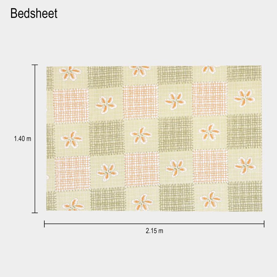 Pastel Green Cotton Floral Printed Single Bedsheet, , large